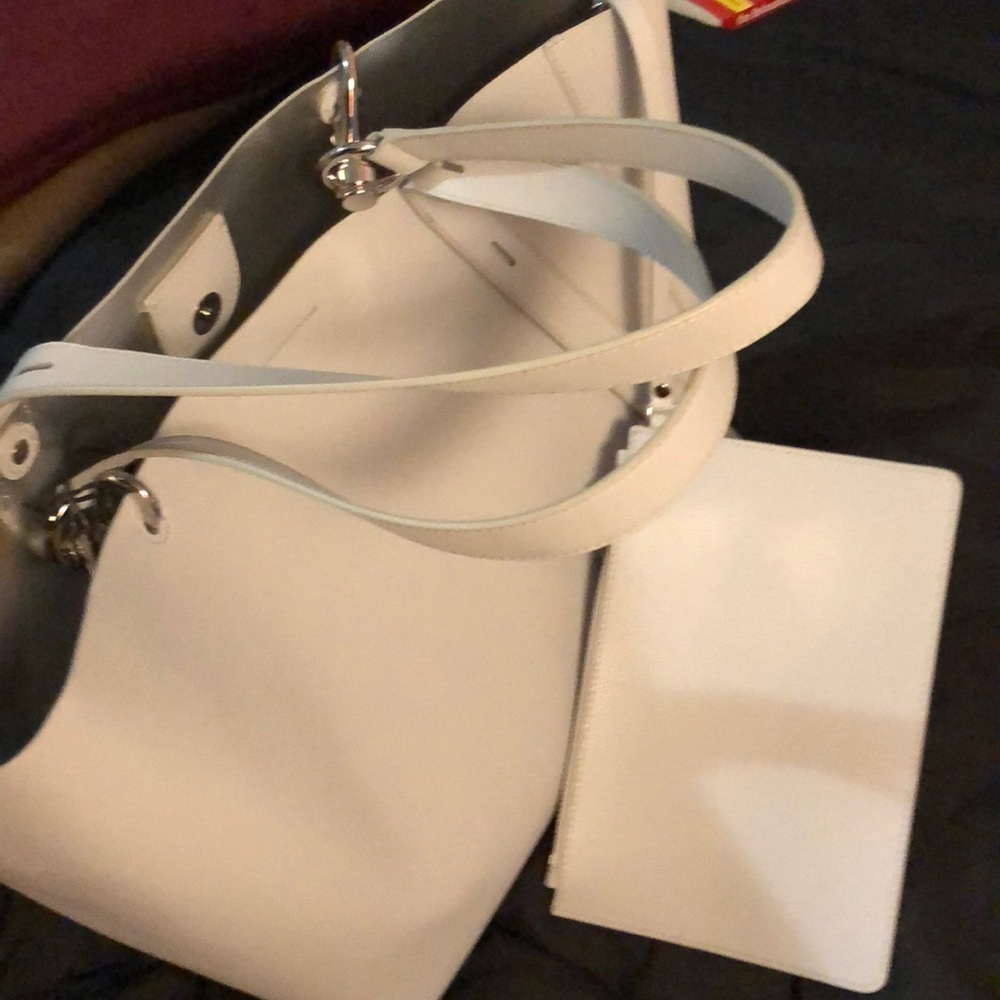 Rebecca Minkoff large tote, ice grey w silver hw